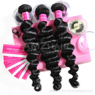 Amzhair Loose Deep Mink Brazilian Human Virgin Cuticle Aligned Hair Bundle Extensions In Stock China Hair Supplier Dropshipping
